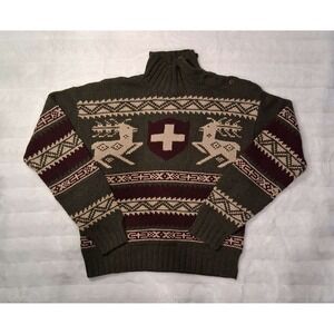 Polo Ralph Lauren Funnel Neck Sweater Olive Green Mens Large